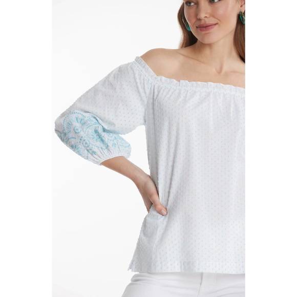 NEW TYLER BOE susie swiss dot top in multi - Picture 2 of 3